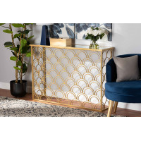 Baxton Studio JY20A252-Gold-Console Baxton Studio Dawson Glam and Luxe Brushed Gold Finished Metal and Glass Console Table